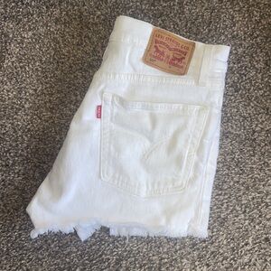 White Levi’s 501 shorts